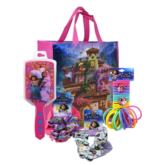 Disney Encanto Tote Bag w/ Girls Hair Brush Elastic Ponies Ties Scrunchies Set