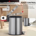 thumbnail image 5 of 6 Liter /1.6 Gallon Round Trash Can，Stainless Steel Round Step-on Trash Can，Mini Metal Pedal Bin，Bathroom and Office Kitchen Trash Can, 5 of 6