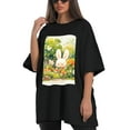 thumbnail image 4 of Plus Size Shirt for Women Oversized Black Tops for Women Short Sleeves Shirt for Women Cute Rabbit5 T Shirt Crewneck Shirt for Women M, 4 of 5