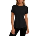 thumbnail image 5 of ZQUUVOU Women's Sun Shirts Short Sleeve Ice Silk Sun Protection Top Solid Crewneck Cooling Breathable Lightweight Shirts Black, 5 of 7