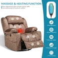 thumbnail image 4 of OUINCH Manual 360 Degree Swivel Glider Rocker Recliner Chair with Massage and Heat, USB Ports, Side Pockets and Cup Holders, Velvet Fabric (Brown), 4 of 7