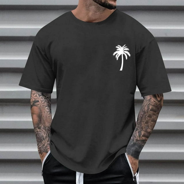 Tops para hombre, blusas y camisas de cuello redondo y manga corta para hombre, blusas casuales de cuello redondo con estampado de moda para hombre, blusas de cuello redondo y manga corta para hombre.