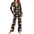 thumbnail image 2 of Garronmavis Christmas Rooster Chicken Women's 2-Piece Pajama Set Long Sleeve Button-Down Top & Pants Comfortable Night Sleepwear 2 Piece Set, Black, 2 of 7