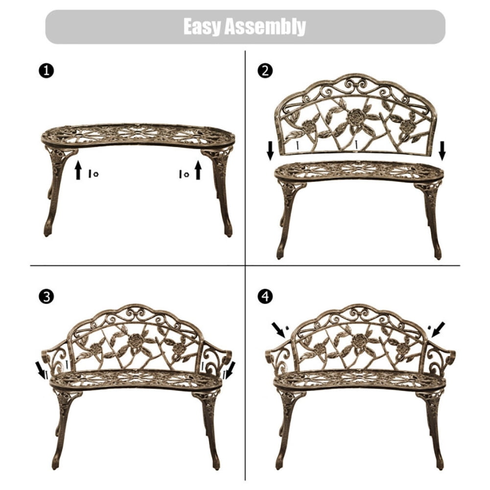 Aimee Lii Aluminum Patio Outdoor Garden Bench Chair Loveseat Cast, Outdoor Patio Furniture, Bronze Aimee Lii Aluminum Patio Outdoor Garden Bench Chair Loveseat Cast, Outdoor Patio Furniture, Bronze