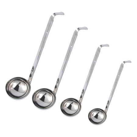 

4pcs Hanging Hook Ladle Spoons Stainless Steel Long Handle Heavy Duty Ladle Serve Soups Ladle for Kitchen Cooking Utensils