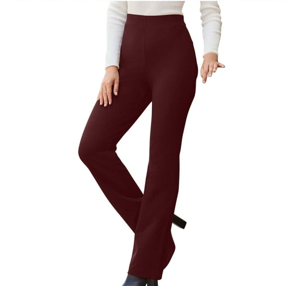 Zynoxe Womens Bootcut Dress Pants Solid Color Side zipper High Waisted Office Pants Business Casual Slim Fit Soft Flare Work Pants with Pockets Wine XL