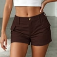 thumbnail image 6 of oqasdz Womens High Waisted Cargo Shorts Button Closure Solid Color Casual Shorts with Stretchy Fit and Functional Side Pockets, 6 of 6