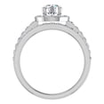 thumbnail image 3 of Diamond Wedding Ring Set for Women Round Brilliant Halo Rings 14K White Gold 1.38 Carat (G,VS), 3 of 5