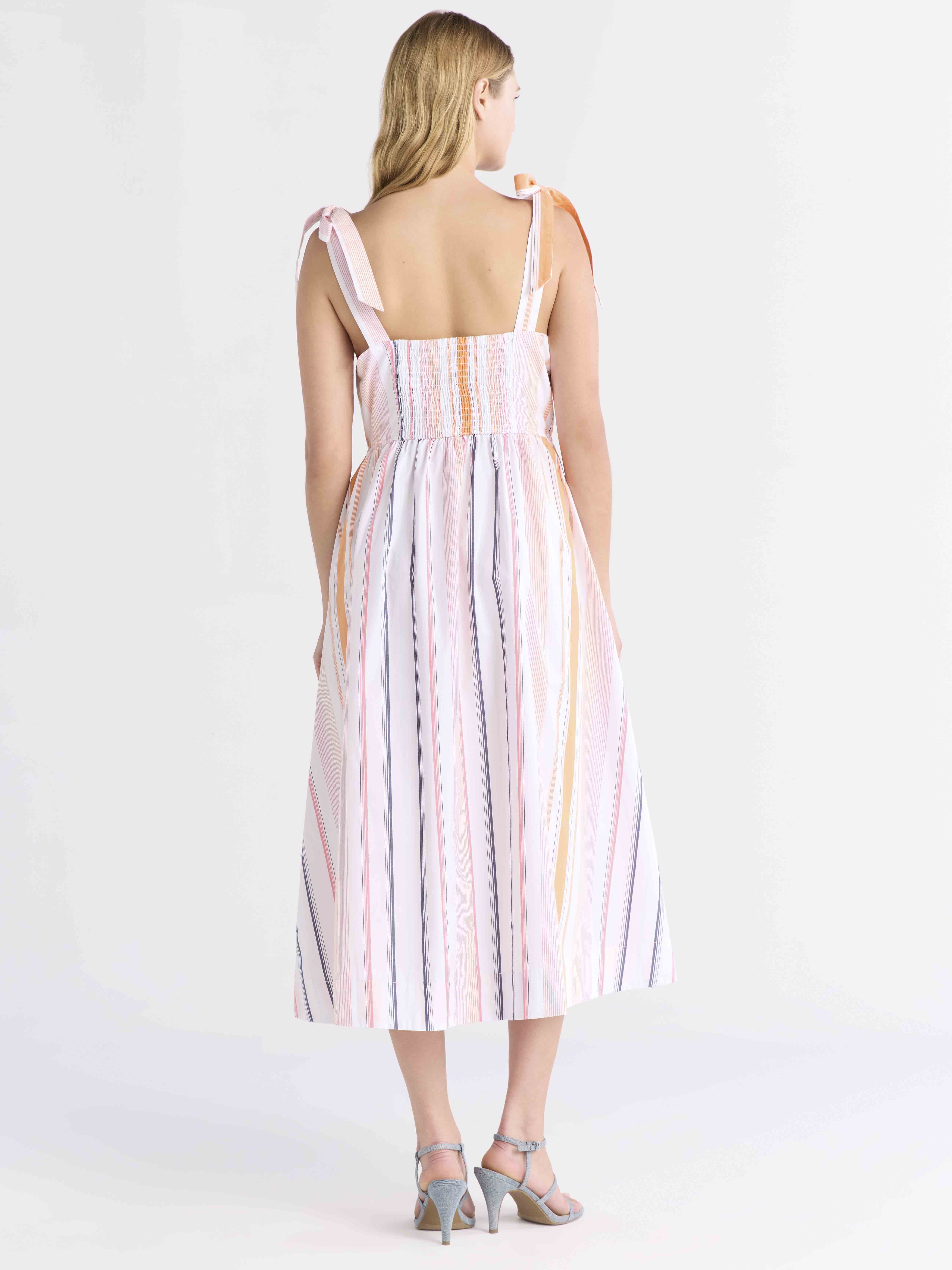 Free Assembly Women's and Women's Plus Sleeveless Cotton Midi Dress with Tie Shoulders, XS-4X