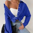 thumbnail image 5 of Women Shirts Fashion Lapel Long Sleeve Shirts Cardigan Shirts Half Tee Long Sleeve Hooded Shirts for Women Loose Colla Shirts for Women Colla Button down Shirt Sunblock Shirt Women Womens Business, 5 of 8