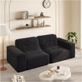 thumbnail image 2 of JERFIT Black Sparkling Chenille Fabric Modular Sectional Sofa, 3-Seater Tufted Couch with Deep Seat for Living Room, Apartment, No Assembly Required, 2 of 5