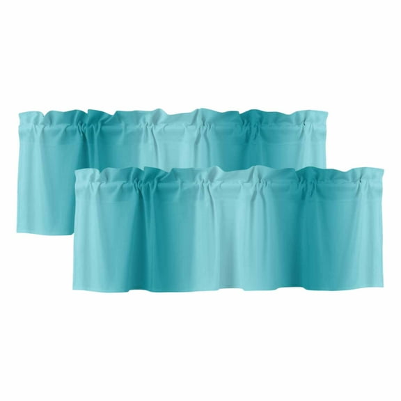 2 Pack Turquoise Gradient Valance for Window Abstract Texture Modern Simple Kitchen Valance Rod Pocket Short Curtain Topper Decorative Window Treatment for Living Room Bedroom 42"x18"