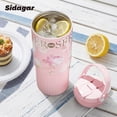 thumbnail image 6 of Sidagar 26 fl oz Stainless Steel Insulated Water Bottle with Handle, Leakproof Straw Lid, Floral Pink, 6 of 10