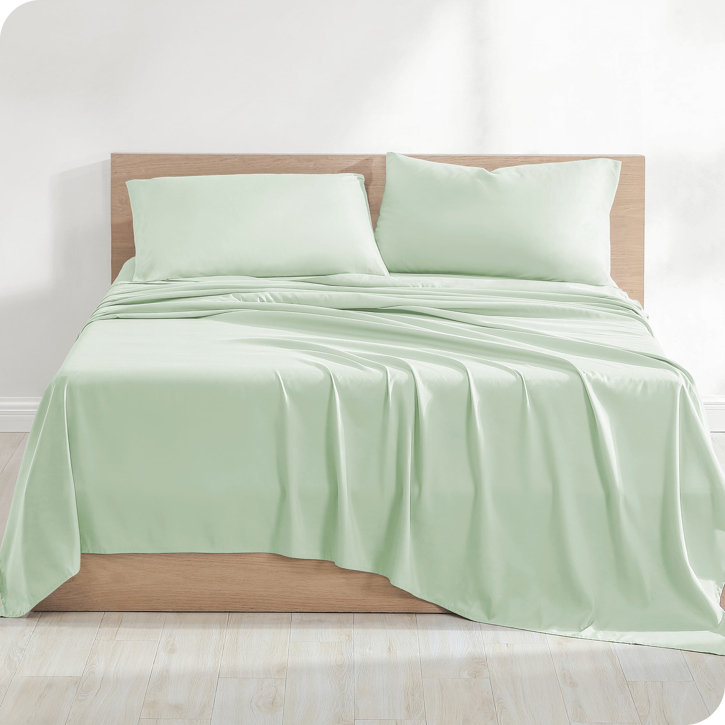 Bare Home 100 Organic Cotton Sheet Set, Light Green Queen Size Sheets