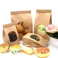 thumbnail image 3 of 50Pcs Bakery Bags with Clear Window Sealing Grease Proof Kraft Paper Bag for Food Snacks Cookie Coffee  XS, 3 of 5
