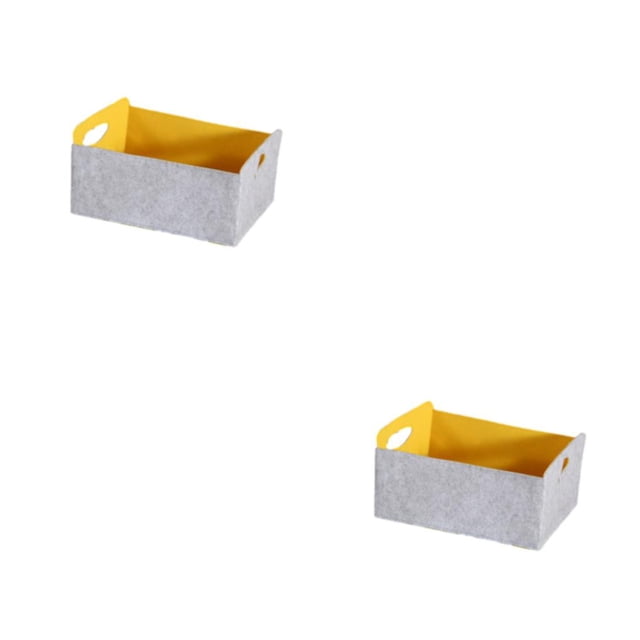 Ruiboury Multi Storage Baskets Organizer For Cables Toys Collapsible For Easy gray+yellow 30x24x15cm 2Set