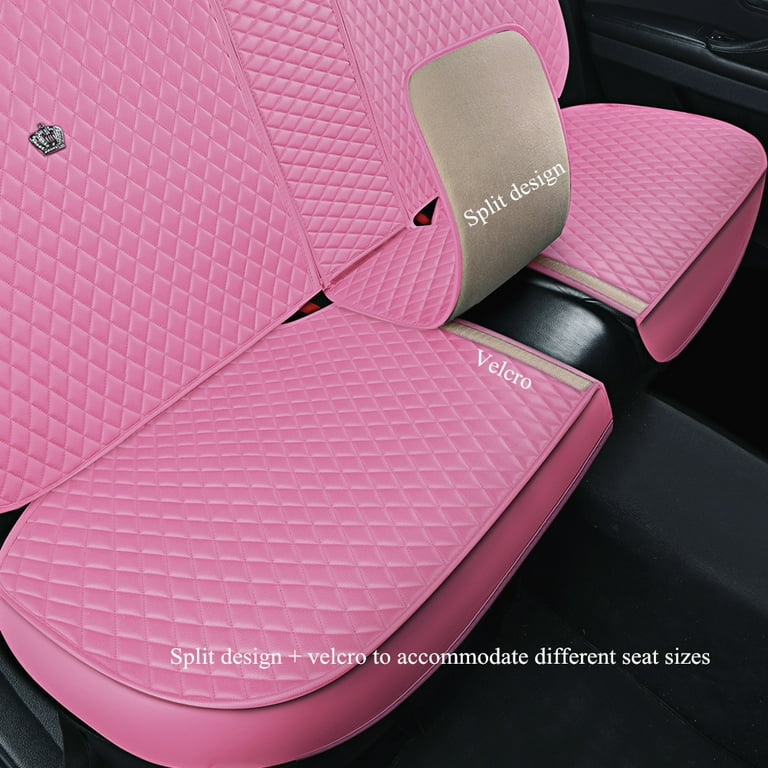 Pink Leather Car Seat Covers For Girls Women Universal Full Sets