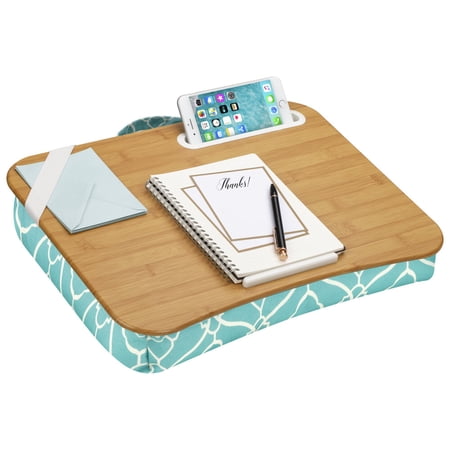 LapGear Designer Lap Desk with Phone Holder and Device Ledge - Aqua Trellis