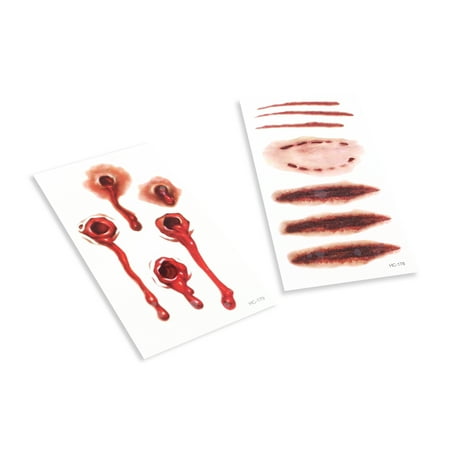 Face Billet - Bullet Holes & Scratches BLOODY FACE PAINT MAKE-UP HALLOWEEN FANCY DRESS +Hook Y