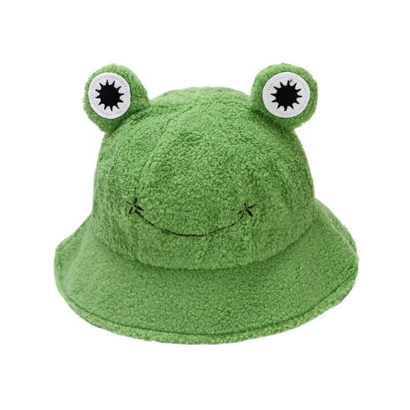 Ysmooiuy Winter Bucket Hat Polyester Plush Fisherman Caps for Women Men Keep Warm Cartoon for Frog Trendy Accessories