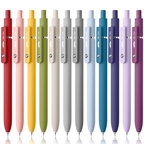 Bolígrafos de gel Mr. Pen retráctiles de punta fina de 0,5 mm, paquete de 12 unidades, tinta negra