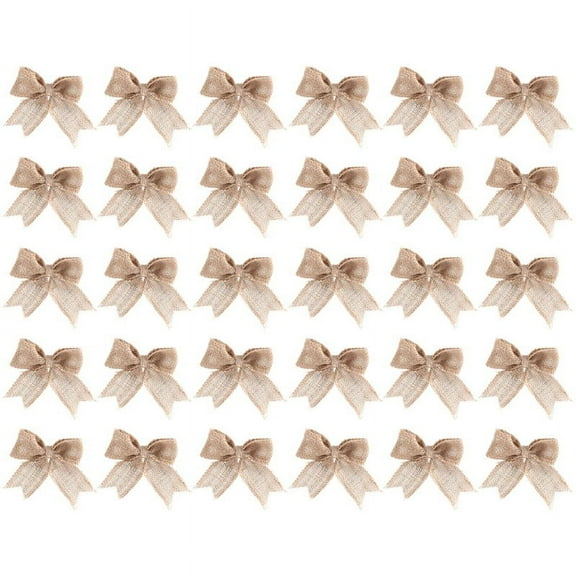 30 Pcs Burlap Bows Burlap Bow Knot Handmade Burlap for Christmas Decorate Tree Festival Holiday 3567