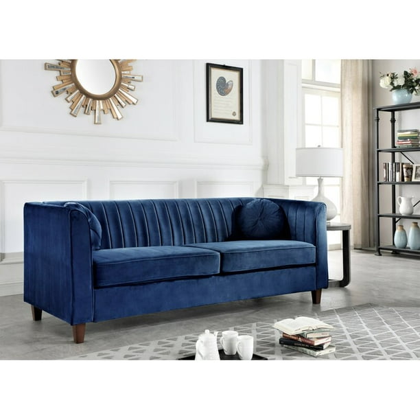 Arvilla Dark Blue Chesterfield Sofa Walmart Com Walmart Com