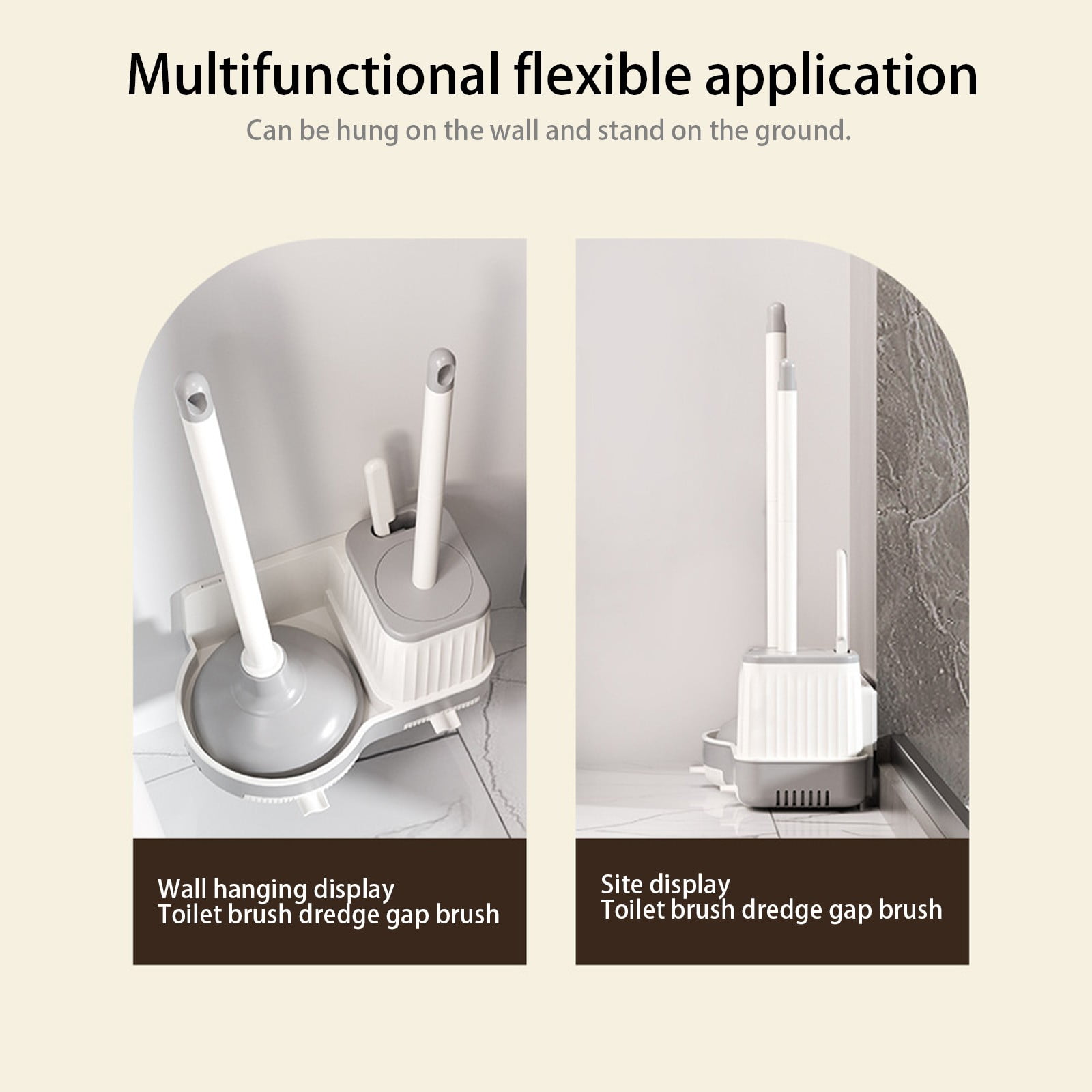 LACKUST Bathroom Products Compact Toilet Bowl Brush Clearance,3-in-1 Wall Hanging Toilet Cleaning Brush Set for Bathroom,white