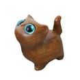 thumbnail image 5 of Wooden Carved Cats Figurine with Bright Eye Wood Kitten Miniature Sculpture Collectible Ornament for Home Office Decors, 5 of 8