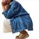 thumbnail image 2 of Chaqueta Vaquera Urbana para Mujer: Chaqueta Vaquera Estilo Boyfriend, Holgada, de Larga y con Botones Al Frente. Azul L, 2 of 8