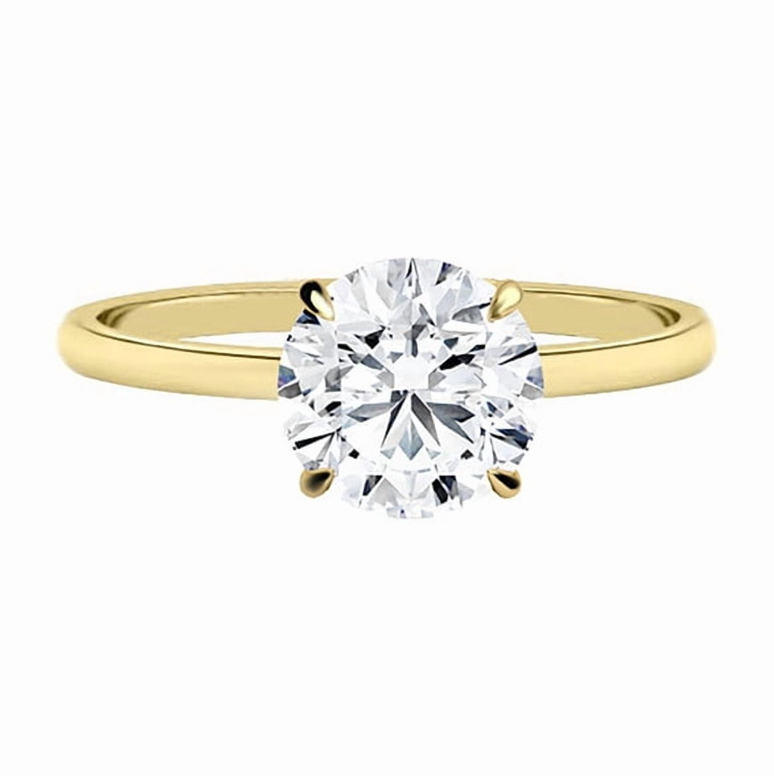 Cora Jewellery 2CT Round Moissanite Ring, Solitaire Engagement Ring for Women, 10K Yellow Gold, 5 US