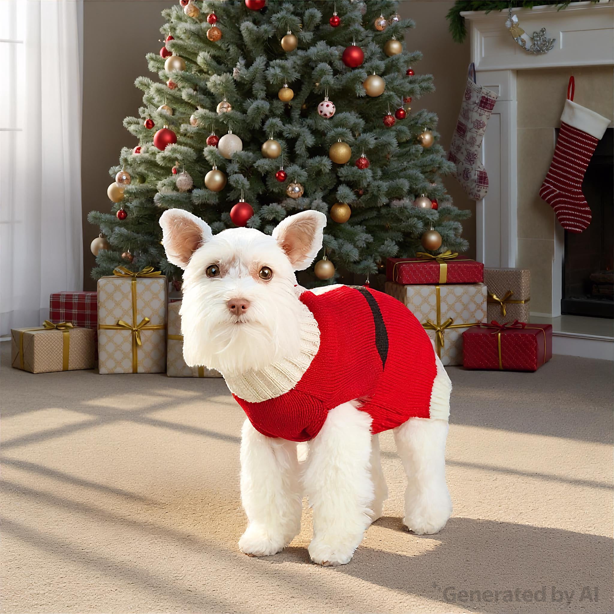 Vibrant Life Holiday Pet Sweater for Cats & Dogs, Santa, Red, Extra Small