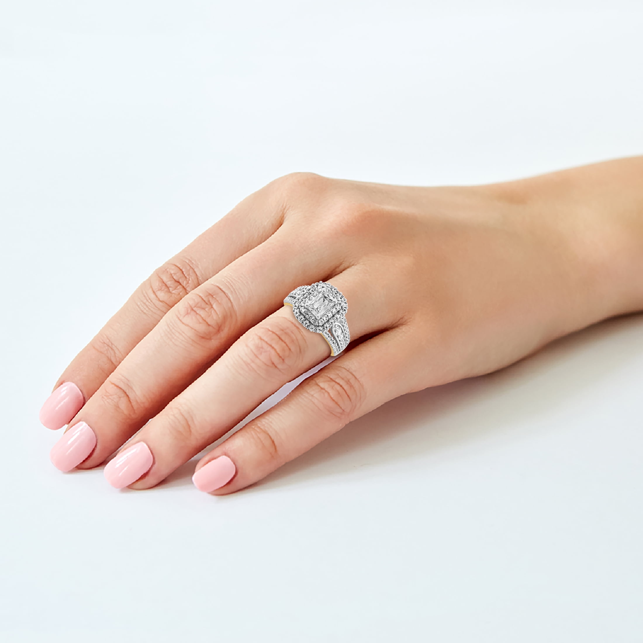 Keepsake 14K Yellow Gold Plated Sterling Silver Created White Sapphire Women's Engagement Ring