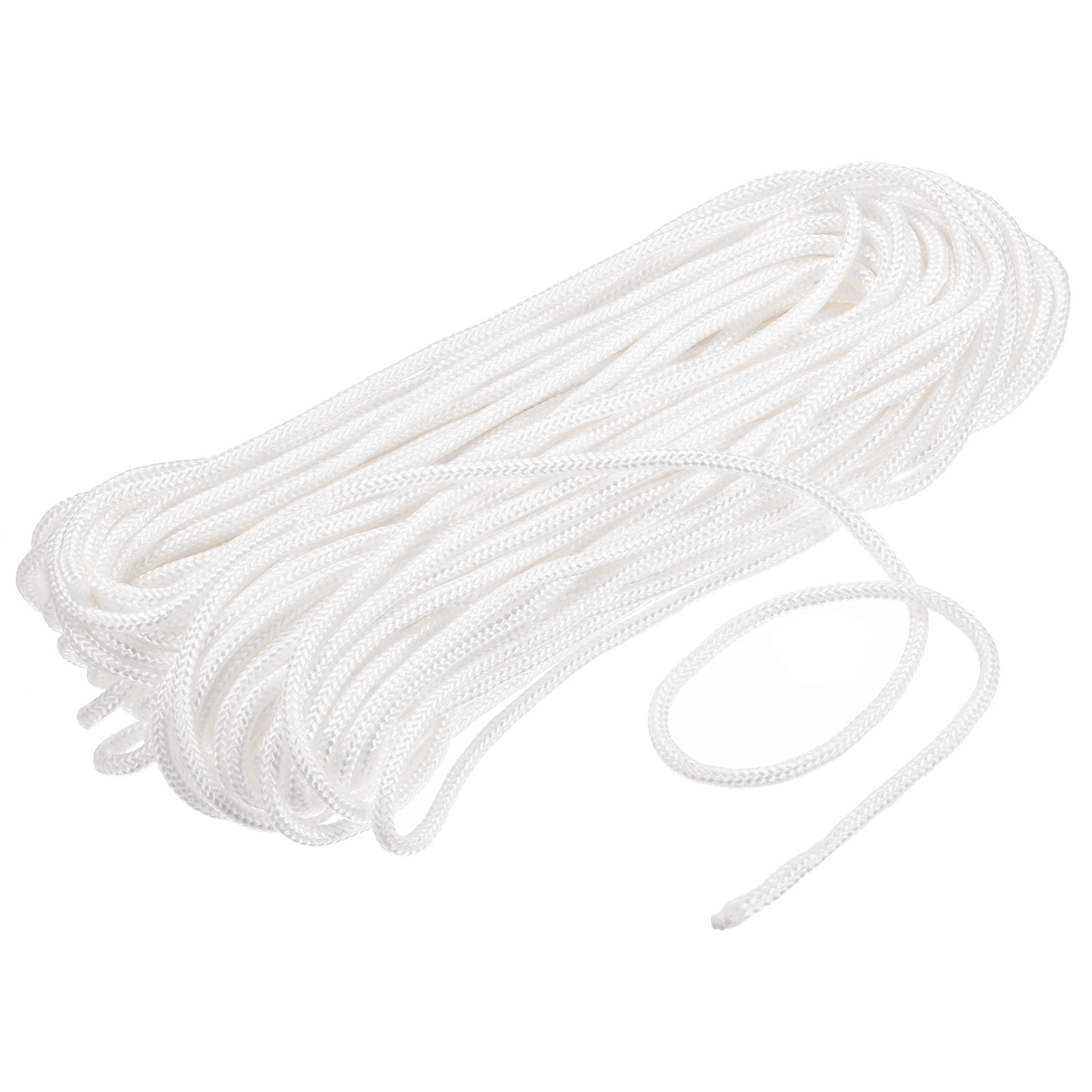 Unique Bargains Corde en Nylon Solide Tressée 1 Rouleau de 0,15 Pouce x 98,4 Pied Blanc