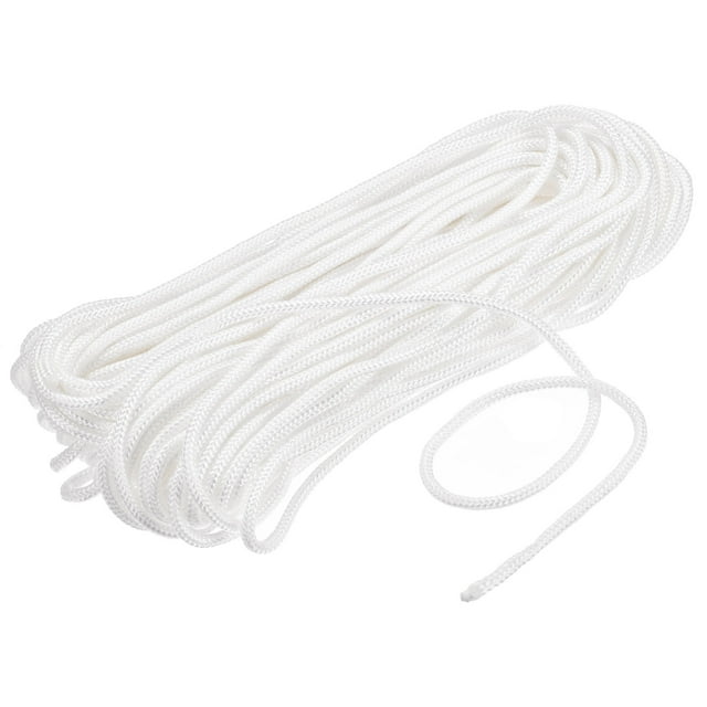 Unique Bargains Corde en Nylon Solide Tressée 1 Rouleau de 0,15 Pouce x 98,4 Pied Blanc