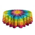 thumbnail image 5 of Colorful Rainbow Tie Dye Spiral Pattern Round Tablecloth 60"x60",Wrinkle Wipeable Table Cloth for Kitchen Dining Room Picnic Patio Party, 5 of 6
