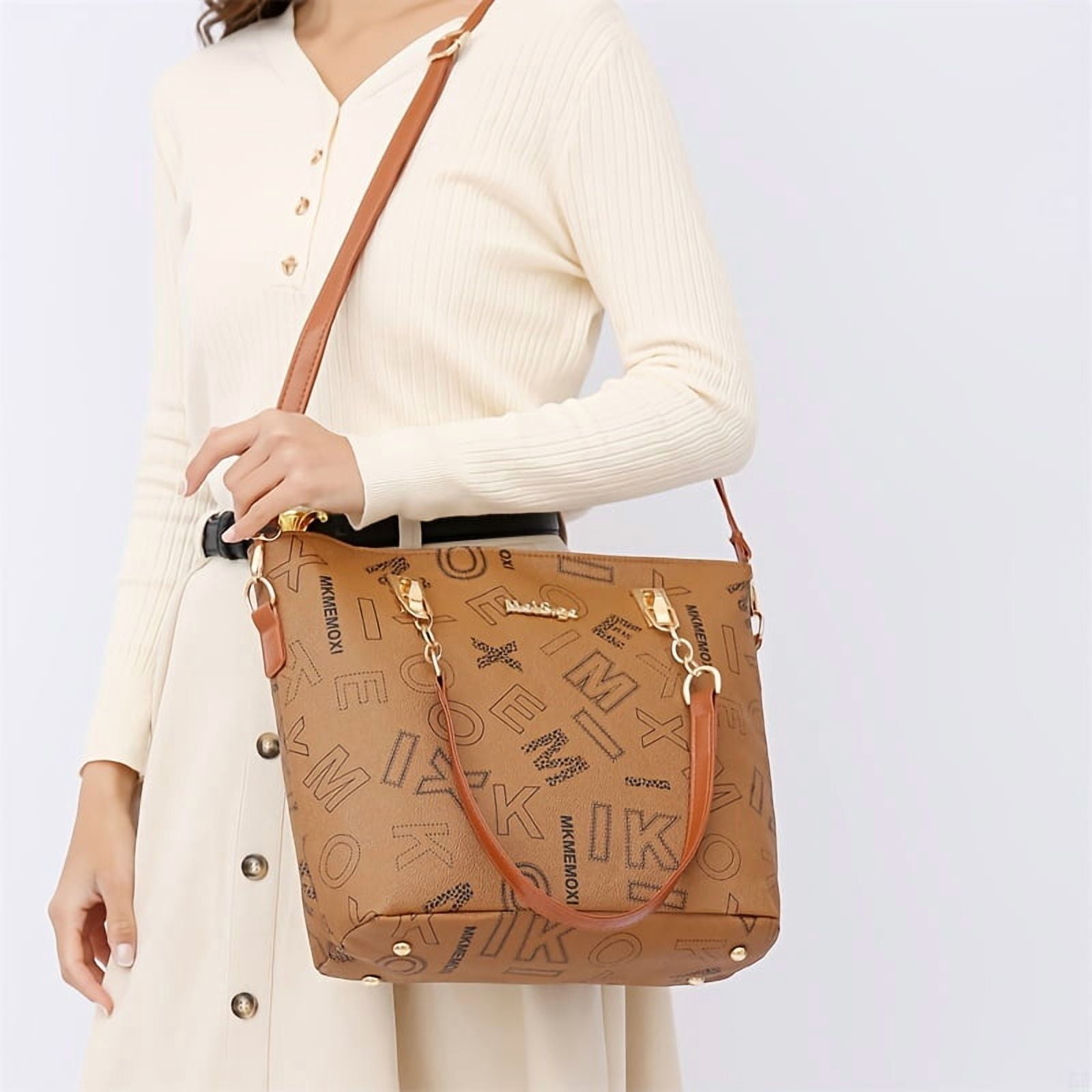 6PCS/Set Leather Handbags, Womens Handbags Tote Bags Shoulder Bag Purses Satchel Bag Top-Handle Handbag Crossbody Bag Wallet Clutch, Black #1
