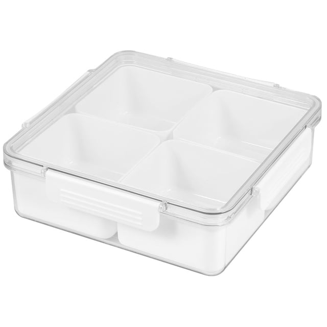 Square/ Divided Serving Tray with Lid Removable Food Storage Containers with Individual Dishes Minimalist Divided Serving Platter Tray Reusable for Snack Candies Fruit Veggie Party Home