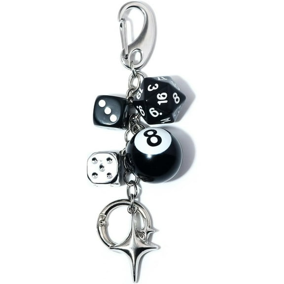 8 Ball Dice Charm Keychain - Cute Bag Purse Handbag Accessories - Y2K Aesthetic Key Chain for Women Men