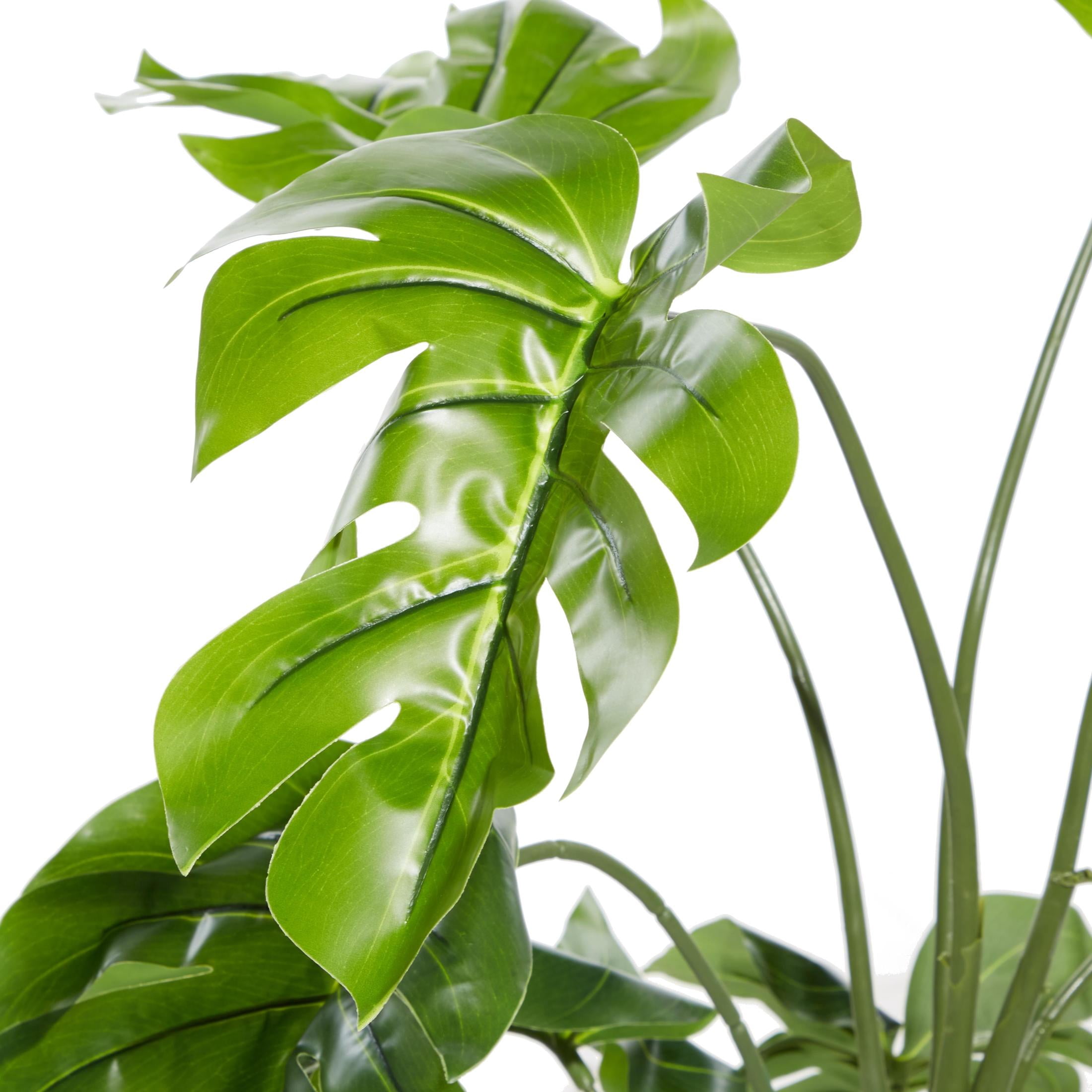 DecMode 48" Artificial Monstera Plant in Realistic Leaves and Black Plastic Pot