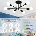 thumbnail image 6 of Senhu Sputnik Chandelier Light Fixture Modern Sputnik Ceiling Lights Black Mid Century Sputnik Light Fixture, Semi Flush Mount, for Bedroom Kitchen Dining Room, 6 Lights, Bulbs Not Included, 6 of 7