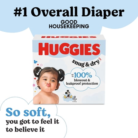 Huggies Snug & Dry Baby Diapers, Size 1 (8-14 lbs), 128 Count (Select for More)