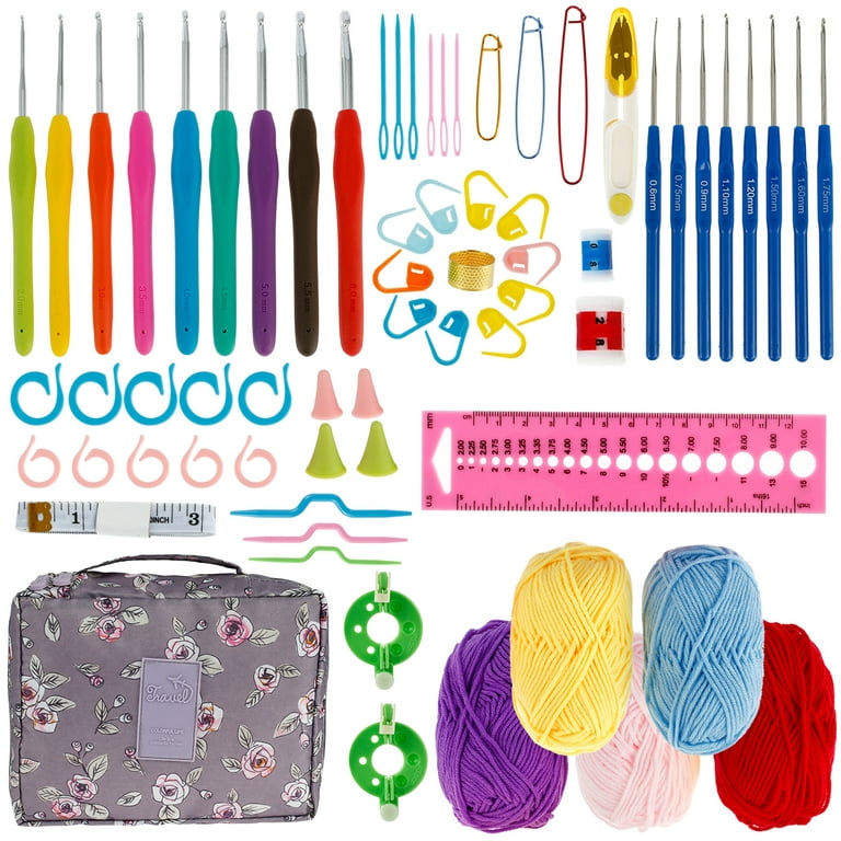 Yarniss Crochet Kits for Beginners with 10 Yarn Skeins, Crochet Hooks Set  with Soft Grips 0.5mm to 8.0mm(Valentines Day Gifts)