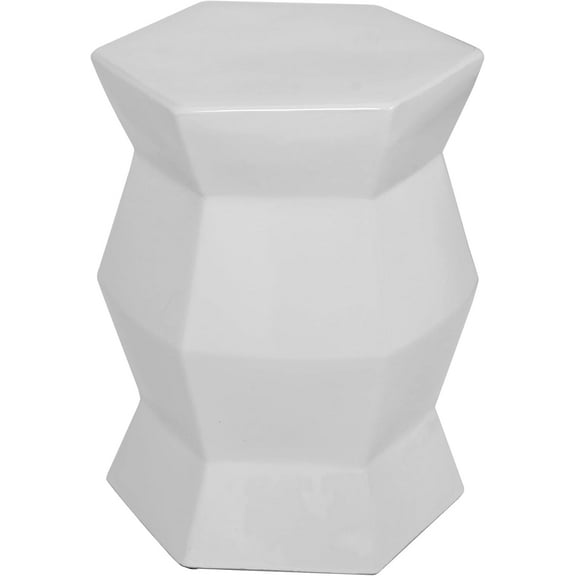 Sarlai Ceramic Drum Garden Stool Outdoor - 13" x 16.75" White Durable Multi-Purpose Stool Decorative Outdoor Stool - Weather-Decorative Stools for Patio with Elegant Design