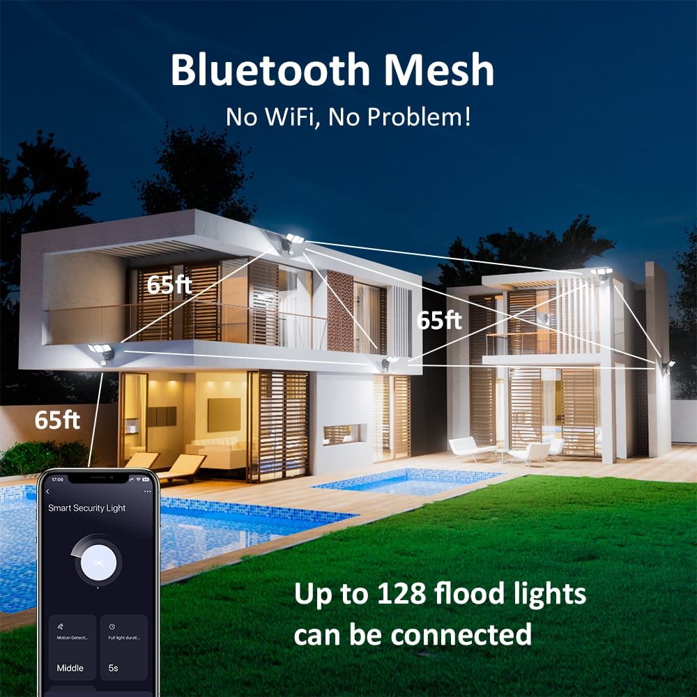 Novostella Smart LED Motion Sensor Flood Light 40W 4000LM, 5000K Dimmable, IP65 Waterproof