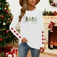 thumbnail image 3 of Christmas Tree Shirt Women Christmas Embroidered Trees Long Sleeve Shirts Gift Xmas Graphic Tee Tops, 3 of 7