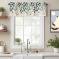 thumbnail image 2 of Blue Teal Botanical Kitchen Curtain Valances for Windows Farmhouse Short Curtains, Weeping Fall Eucalyptus Leaves Rustic Rod Pocket Valance Curtain for Bedroom Cafe Living Room, 2 of 8