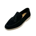 thumbnail image 2 of Willtoo Women's Suede Loafers with Tassels – Slip-On Dress Shoes for Casual– Fashionable & Comfortable Black, 2 of 5