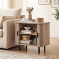 thumbnail image 2 of Gymax End Table Modern Mid Century Nightstand w/Sliding Tambour Doors & Storage Shelf Natural, 2 of 9