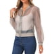 thumbnail image 4 of Chaqueta bomber ligera de mujer con cierre y mangas largas Inspire Chic, transparente, color gris, 4 of 6